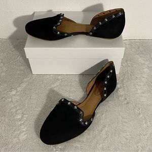 Corso Como Black Suede Studded D’Orsay Flats Women’s Size 10